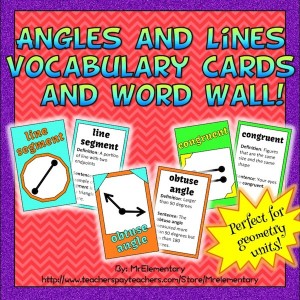 Angles and Lines Vocabulary Trading Cards and Word Wall
