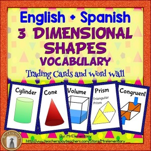 3D Shapes Vocabulary Trading Cards and Word Wall