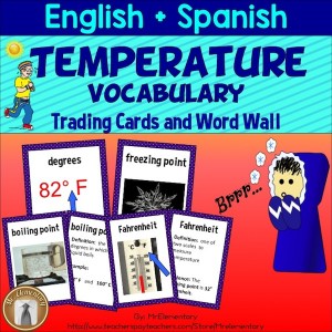 Temperature Vocabulary Trading Cards and Word Wall