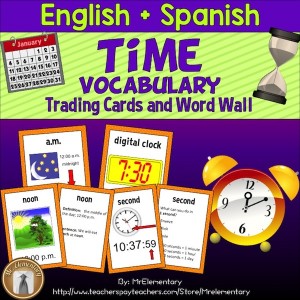 Time Vocabulary Trading Cards and Word Wall